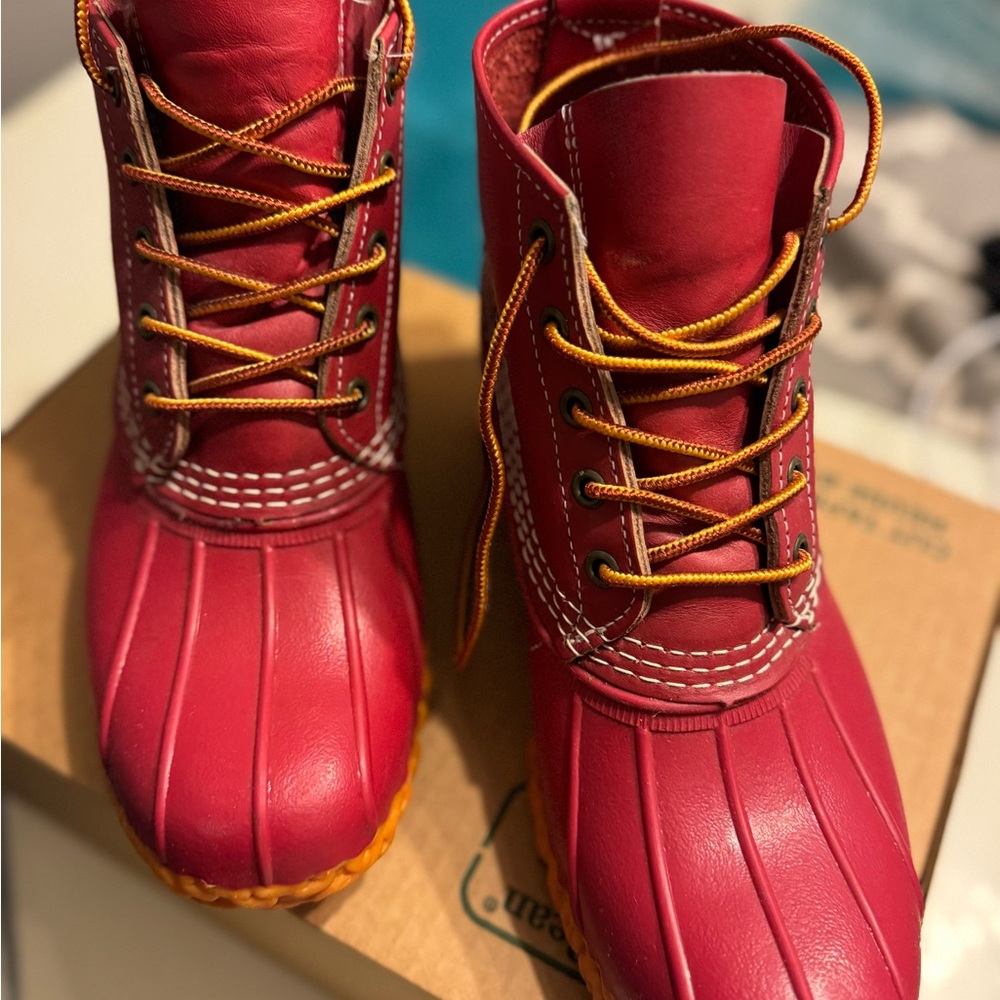 Women’s L.L. Bean 6” Red Duck Boots Limited Edition (Cherry/Cherry/Guide Orange)